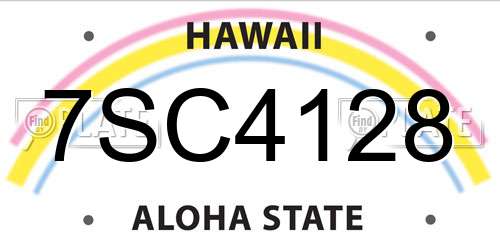 7SC4128 Hawaii License Plate