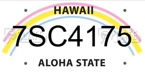 7SC4175 Hawaii License Plate