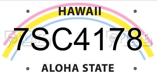 7SC4178 Hawaii License Plate
