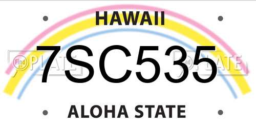 7SC535 Hawaii License Plate