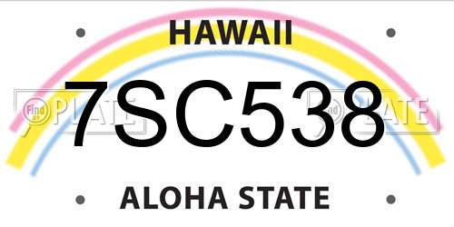 7SC538 Hawaii License Plate