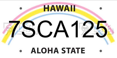 7SCA125 Hawaii License Plate