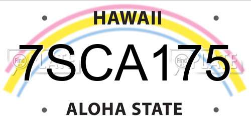 7SCA175 Hawaii License Plate