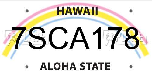 7SCA178 Hawaii License Plate
