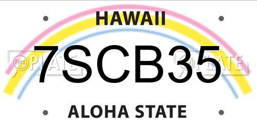 7SCB35 Hawaii License Plate