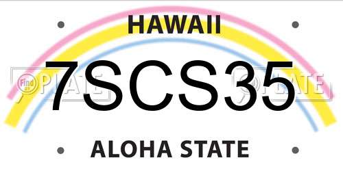 7SCS35 Hawaii License Plate