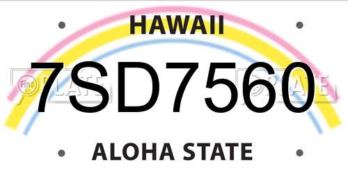 7SD7560 Hawaii License Plate