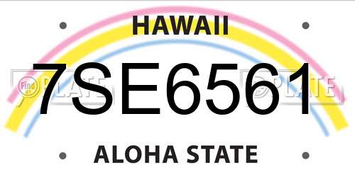 7SE6561 Hawaii License Plate