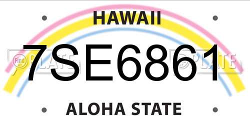 7SE6861 Hawaii License Plate