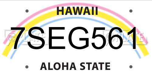 7SEG561 Hawaii License Plate