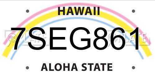 7SEG861 Hawaii License Plate