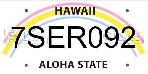 7SER092 Hawaii License Plate