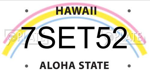 7SET52 Hawaii License Plate