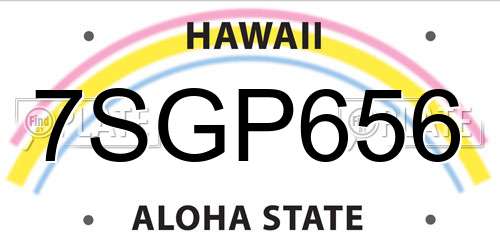 7SGP656 Hawaii License Plate