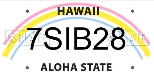 7SIB28 Hawaii License Plate