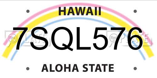 7SQL576 Hawaii License Plate