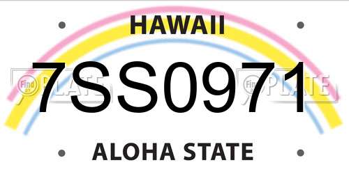 7SS0971 Hawaii License Plate