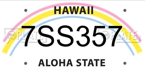 7SS357 Hawaii License Plate