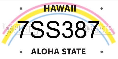 7SS387 Hawaii License Plate