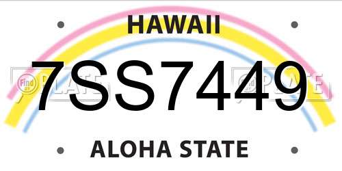 7SS7449 Hawaii License Plate