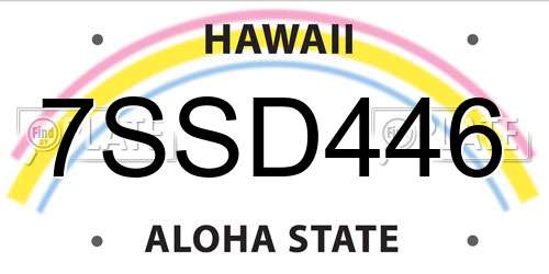 7SSD446 Hawaii License Plate
