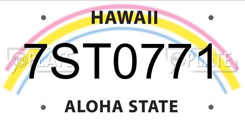 7ST0771 Hawaii License Plate
