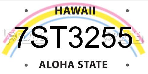 7ST3255 Hawaii License Plate
