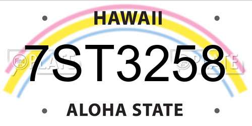 7ST3258 Hawaii License Plate