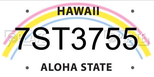 7ST3755 Hawaii License Plate