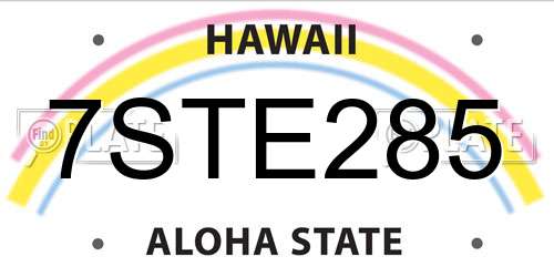 7STE285 Hawaii License Plate