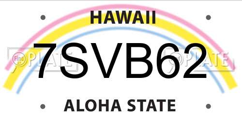 7SVB62 Hawaii License Plate