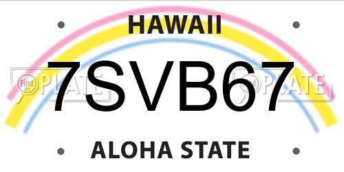 7SVB67 Hawaii License Plate