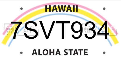 7SVT934 Hawaii License Plate