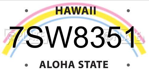 7SW8351 Hawaii License Plate