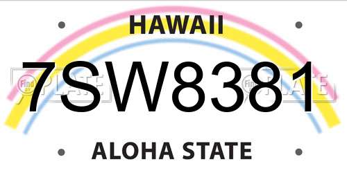 7SW8381 Hawaii License Plate