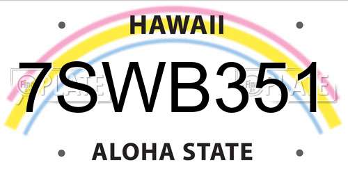 7SWB351 Hawaii License Plate