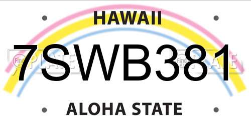 7SWB381 Hawaii License Plate