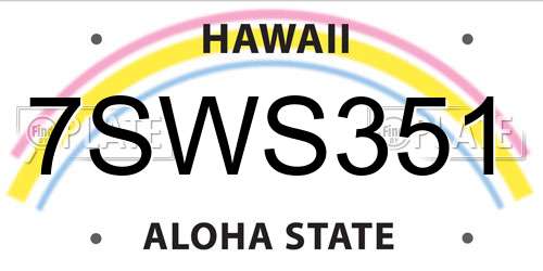 7SWS351 Hawaii License Plate