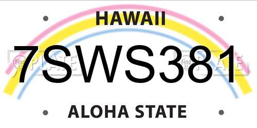 7SWS381 Hawaii License Plate