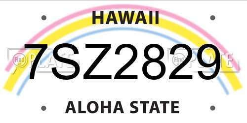 7SZ2829 Hawaii License Plate