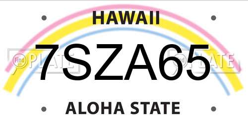 7SZA65 Hawaii License Plate