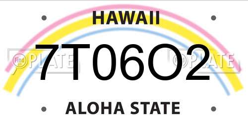 7T06O2 Hawaii License Plate