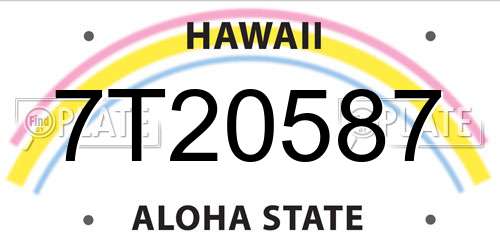 7T20587 Hawaii License Plate