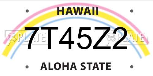 7T45Z2 Hawaii License Plate