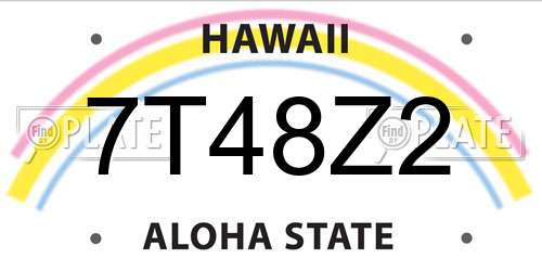 7T48Z2 Hawaii License Plate