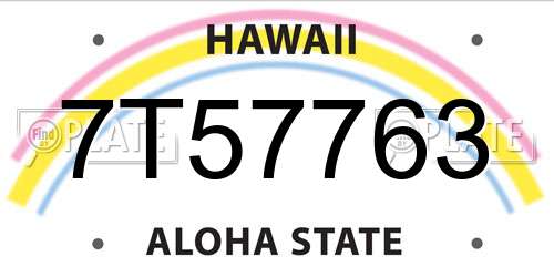 7T57763 Hawaii License Plate