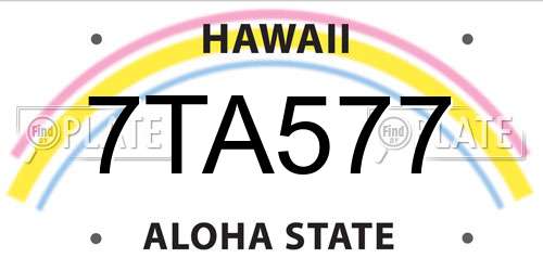 7TA577 Hawaii License Plate