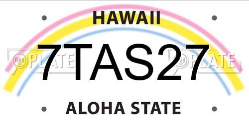 7TAS27 Hawaii License Plate