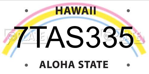7TAS335 Hawaii License Plate