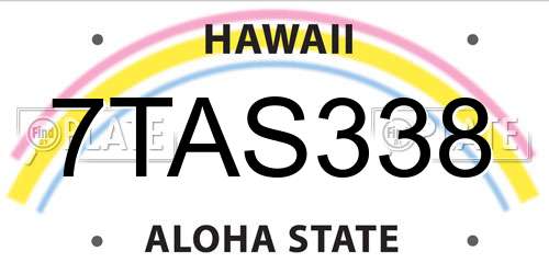 7TAS338 Hawaii License Plate